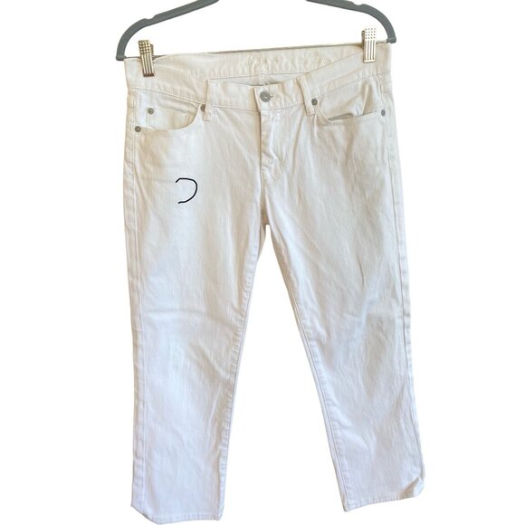 7 for all Mankind White Capris Pants 28 7FAMK Cotton Stretch Flap pockets - Picture 8 of 12